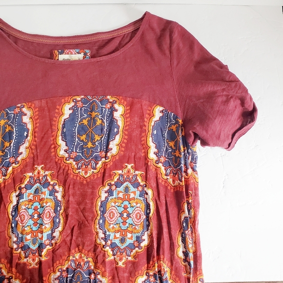ANTHROPOLOGIE Meadow Rue Wine Solvo Tunic Top S - Picture 2 of 8